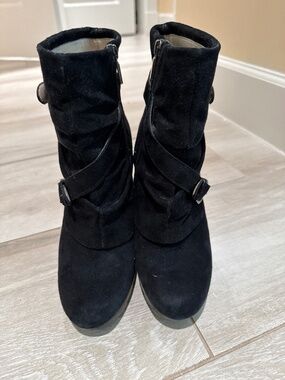 Boutique 9 black suede high heel booties size 8